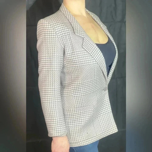 90s Vintage Pink and Gray Tweed Blazer Geoffrey Alexander for PRIVATE AGENDA - Picture 6 of 6